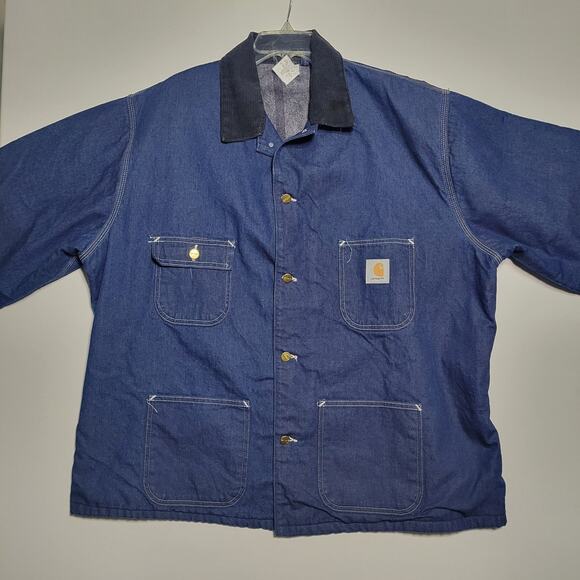 Vintage Carhartt 8LC Denim Chore Coat Jacket 50 (2XL) Blanket Lined Union 2PAC - Picture 10 of 16
